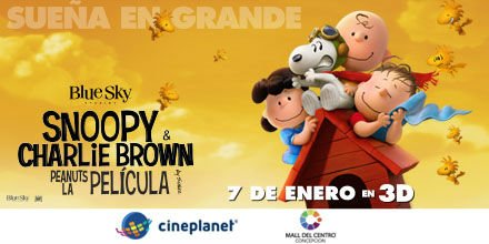 mallcentroconce's tweet photo. Haz de tu tarde una de película con el estreno de #SnoopyPeanuts en @CineplanetChile  ¡Dale RT si asistirás mañana! https://t.co/ggYWVG8pwP