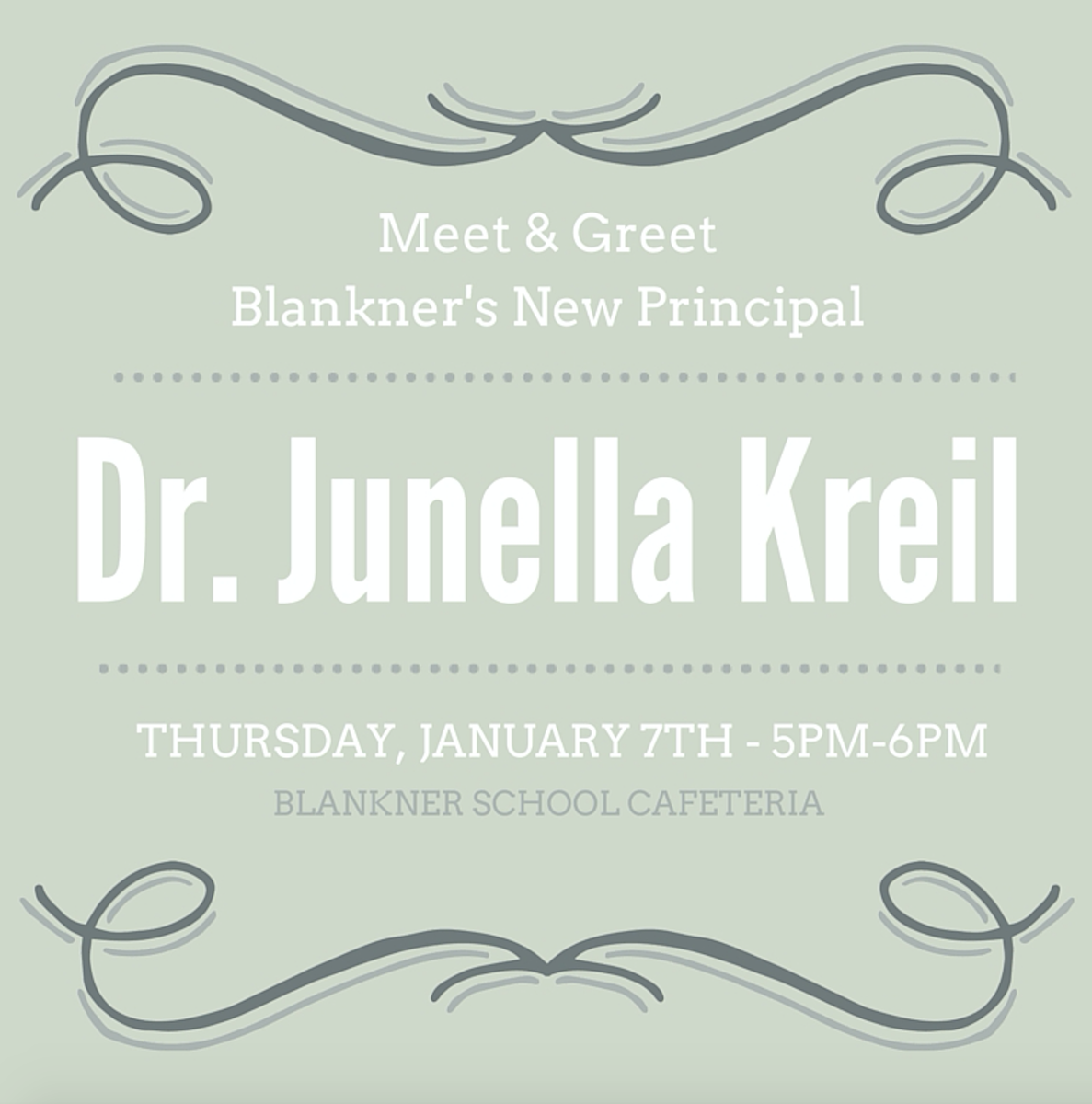 Blankner_PTSA's tweet photo. Meet our new Principal! Child Care Available for 2nd graders and younger https://t.co/yycM4ryCyh