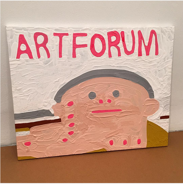 annieg_dfrey's tweet photo. Marlon Mullen painting of Torbjorn Rodland's @Artforum cover in 10th White Columns Annual, open Jan 12 @whitecolumns https://t.co/soC09xa9SM