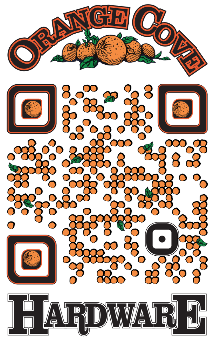 MCSolutions12's tweet image. Check out the new Custom QR Code we designed for Orange Cove Hardware! goo.gl/C7JgSh