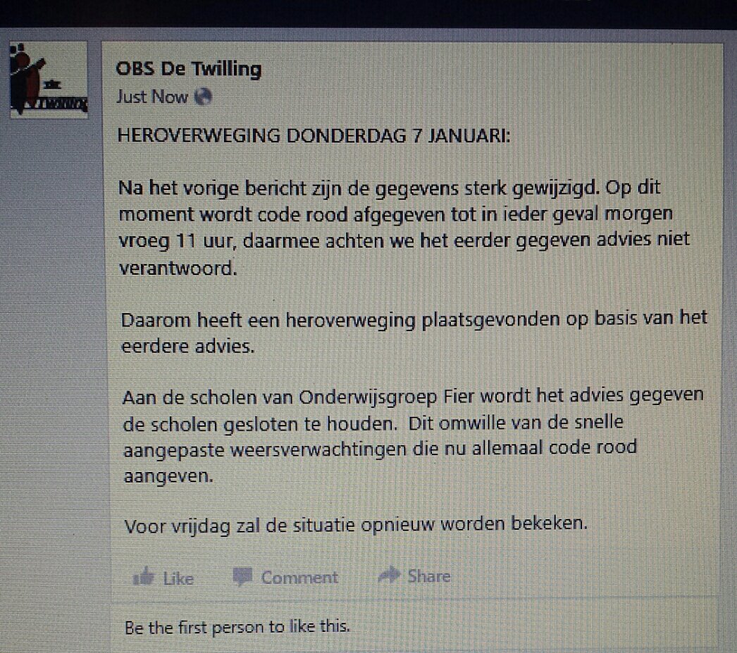 HEROVERWEGING DONDERDAG 7 JANUARI: