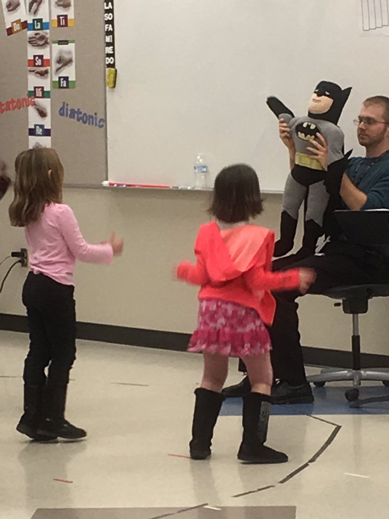 When your music teachers name is Mr. Batman, guess what teaching tool you use with 1st graders! #WeRMV #MCERocks