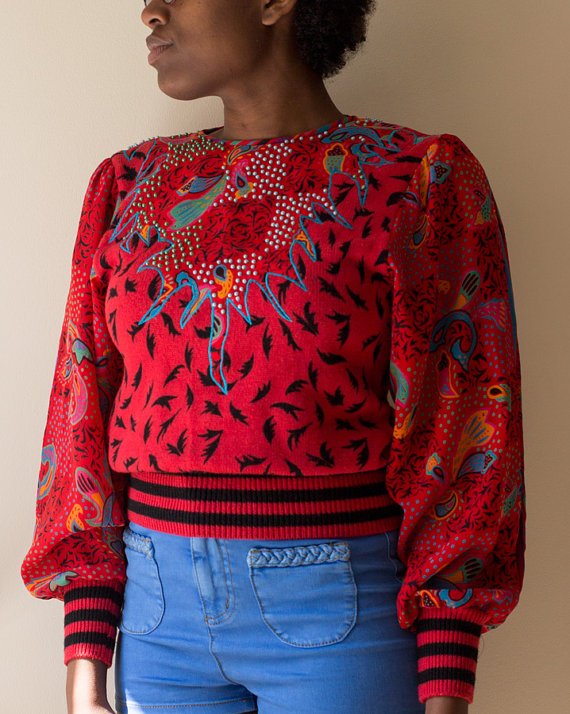 Thriftionary's tweet photo. This #vintage Diane Fries top is stunning! The print and the little accent inside of the sleeve. #Stylefaves https://t.co/lrxiOW3Y9a