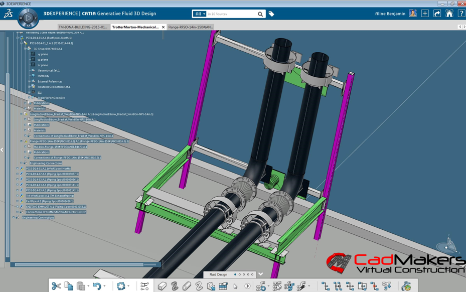 CadMakersCo's tweet photo. Heavy industrial MEP LOD 400 modeling using Generative Fluid 3D Design in @3DSCATIA 3DEXPERIENCE. #VDC #MEP #Prefab https://t.co/jdCqxjiw8R