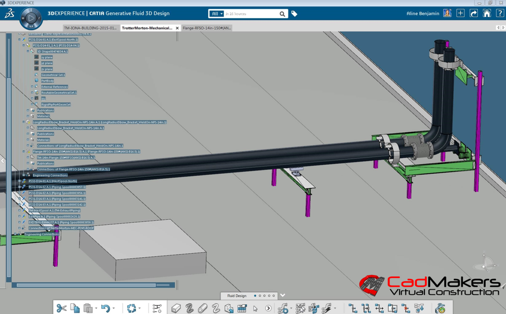 CadMakersCo's tweet photo. Heavy industrial MEP LOD 400 modeling using Generative Fluid 3D Design in @3DSCATIA 3DEXPERIENCE. #VDC #MEP #Prefab https://t.co/jdCqxjiw8R