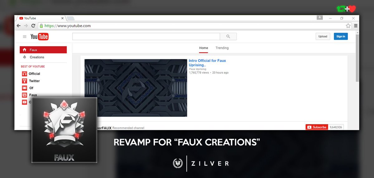 ZilverGraphics's tweet photo. Revamp for @FAUX_Creations theme #Youtube. 
Nice?
2nd design of 2016.
@FAUX_Uprising https://t.co/K1U4aVS425