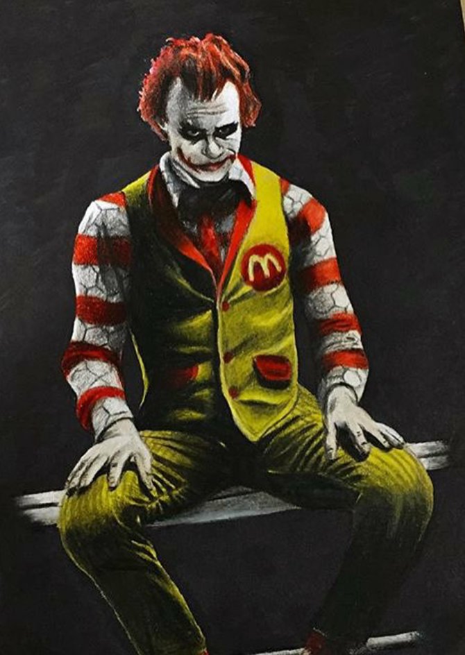Azam1030's tweet photo. #mcdonalds #joker #batman #whysoserious #lovinit #ronaldmcdonald https://t.co/NEwjgsXEku