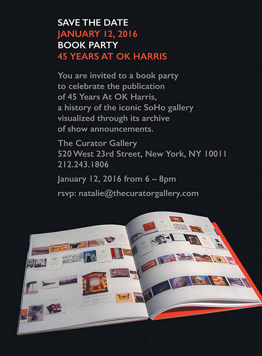 You are invited to a book party to celebrate the publication of 45 Years At OK Harris-Tues Jan 12th 6-8pm - 520W23St