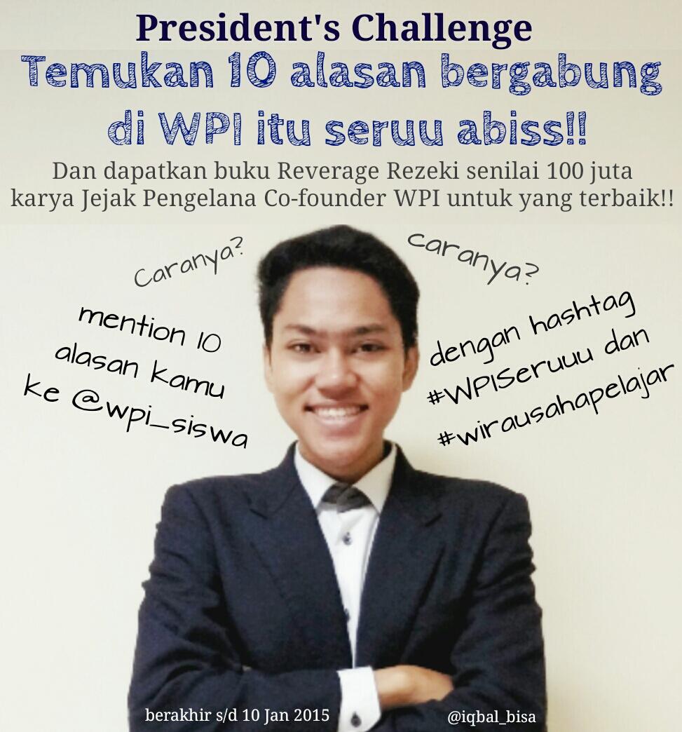 Ayo semuanya ikutan <a href="/wpi_jogja/">wpijogja</a> <a href="/WPIBandung/">WPI Regional Bandung</a>  <a href="/WpiCilacap/">WPICilacap</a> <a href="/WpiJaksel/">WPI JAKSEL</a> <a href="/WPI_Semarang/">wpisemarang</a> #wirausahapelajar #wpiseruuu