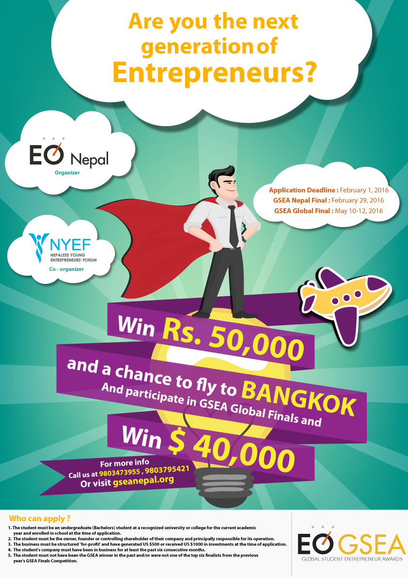 GSEANepal's tweet photo. Wanted #Nepali #Student #Entrepreneurs!! Are you eligible? Find out how you could win up to $40k! #gsea https://t.co/uX2klmUGk3