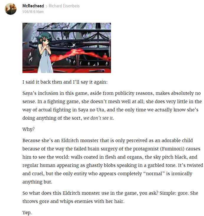 Doijma's tweet photo. This is what I get for reading Kotaku comments. Did we even played the same VN? @ScrubQuotesX #NitroplusBlasters https://t.co/RPiNxxb7EC