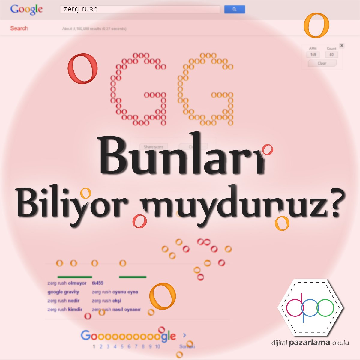 D Pazarlama Okulu Google A Zerg Rush Yazarsaniz Bir Anda Ekraniniza 0 Lar Cikacak Ve Ekranindaki Her Seyi Yemeye Baslayacaklar T Co Fc6vu9x97a