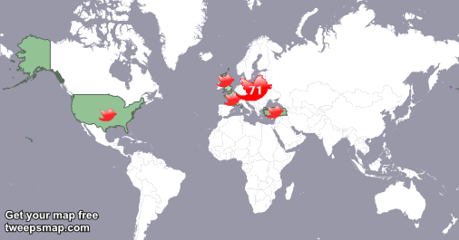 adamromanowicz's tweet photo. My followers live in Poland (69%), Turkey(8%)... Get your free map too: https://t.co/JWvqZPVPD4 https://t.co/4Ajohv0UZR