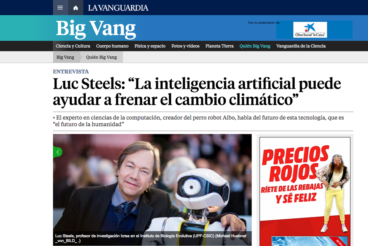 BigVang (@bigvanglv) on Twitter photo #Entrevista a <a href="/lucsteels/">Luc Steels</a>, experto en inteligencia artificial de <a href="/IBE_Barcelona/">Institute of Evolutionary Biology (IBE)</a> lavanguardia.com/ciencia/quien/… #Entrevista a <a href="/lucsteels/">Luc Steels</a>, experto en inteligencia artificial de <a href="/IBE_Barcelona/">Institute of Evolutionary Biology (IBE)</a> lavanguardia.com/ciencia/quien/…