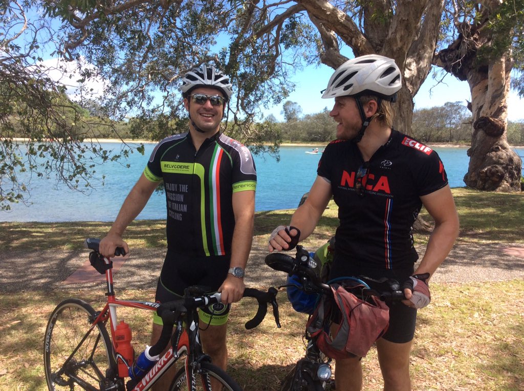 SuttonEd's tweet image. Great to cycle with my mate Ross today. Heading up the Sunshine Coast in Australia.