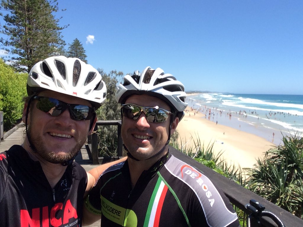 SuttonEd's tweet image. Great to cycle with my mate Ross today. Heading up the Sunshine Coast in Australia.