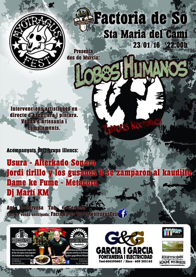 Youthing_es's tweet photo. Reservau la data: 
El 23 de gener a @FactoriaDeSo el #MyotragusFest presenta #LobosHumanos: https://t.co/dZzi1YiVbd https://t.co/ygIyplQ3up