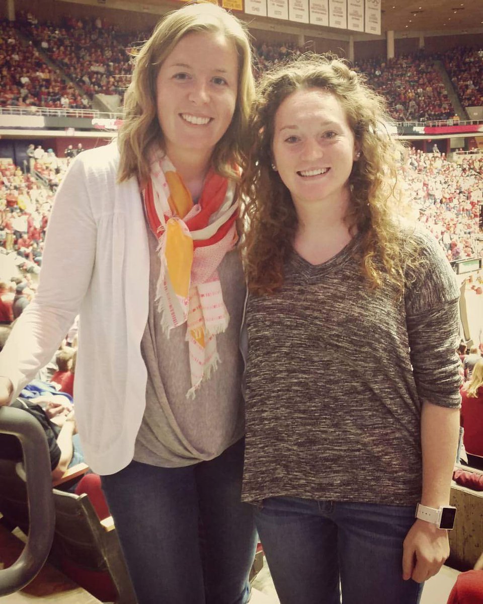 CentralWSoc's tweet photo. Our Coach @katelingannon enjoys Hilton and ISU hoops with our alum, @jackiebell04. #DutchforLife https://t.co/U9o9FLiR8n