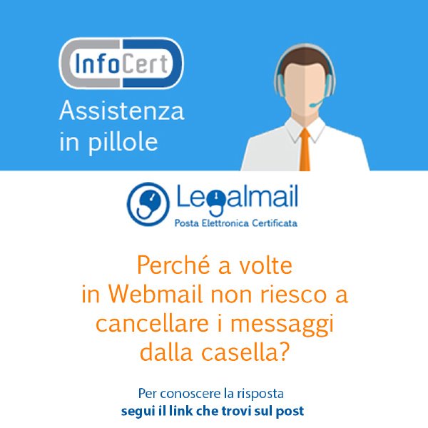 InfoCert_it's tweet photo. #InfoCertHelp Perché a volte in webmail non riesco a cancellare i messaggi dalla casella?https://t.co/b3dlFAw8FJ https://t.co/2NxxLLrV3e