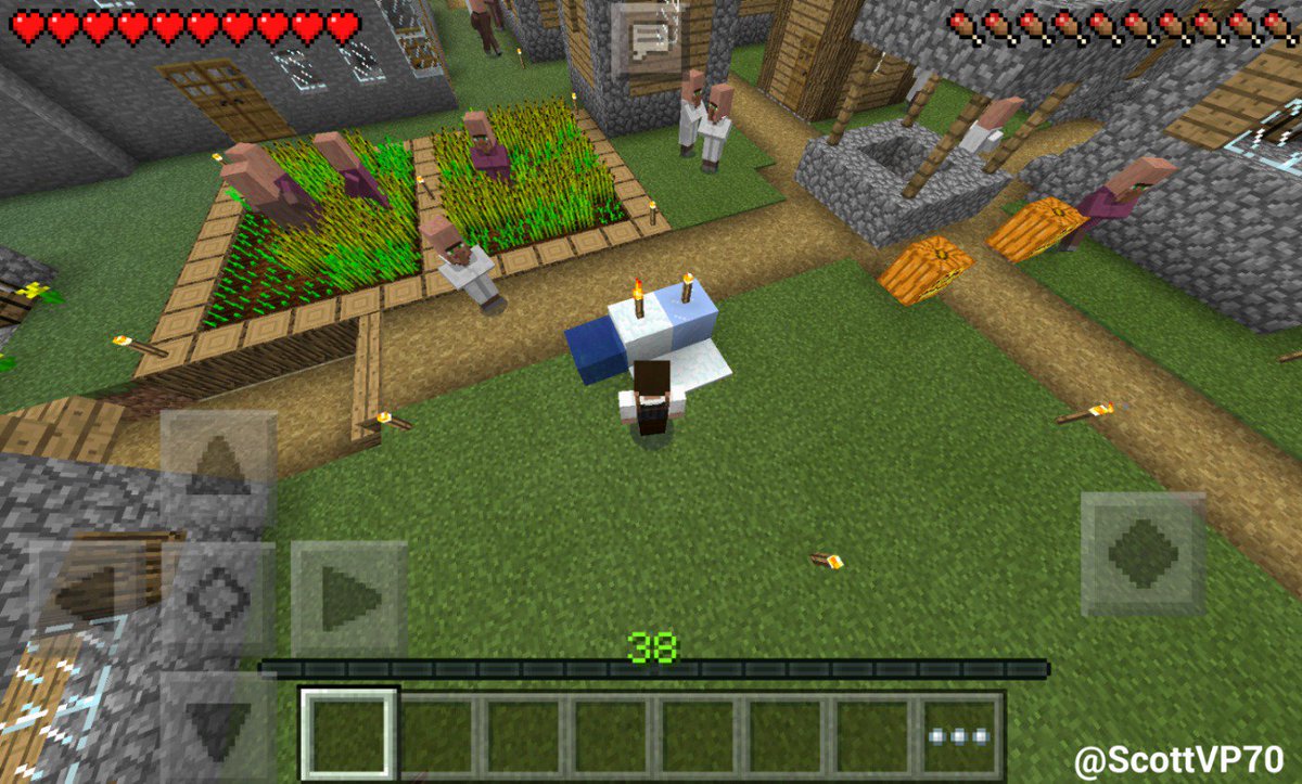 Scott V Twitter Minecraft Pe 村の空き地でコソコソと実験中 おもいっきり司書さんにガン見されていますが笑 氷ブロック と積もった雪はすぐに融けてしまうけれど 雪ブロックと氷塊ブロックは松明置いても融けないのかな T Co Kfwoskgltb