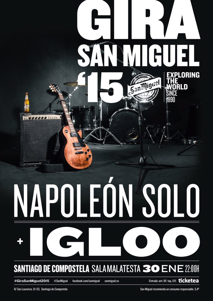 Sábado 30/ene cita en <a href="/SalaMalatesta/">Sala Malatesta</a> con <a href="/NapoleonSoloMus/">NAPOLEÓN SOLO</a> e @IglooBand Entradas: goo.gl/qxBzj7