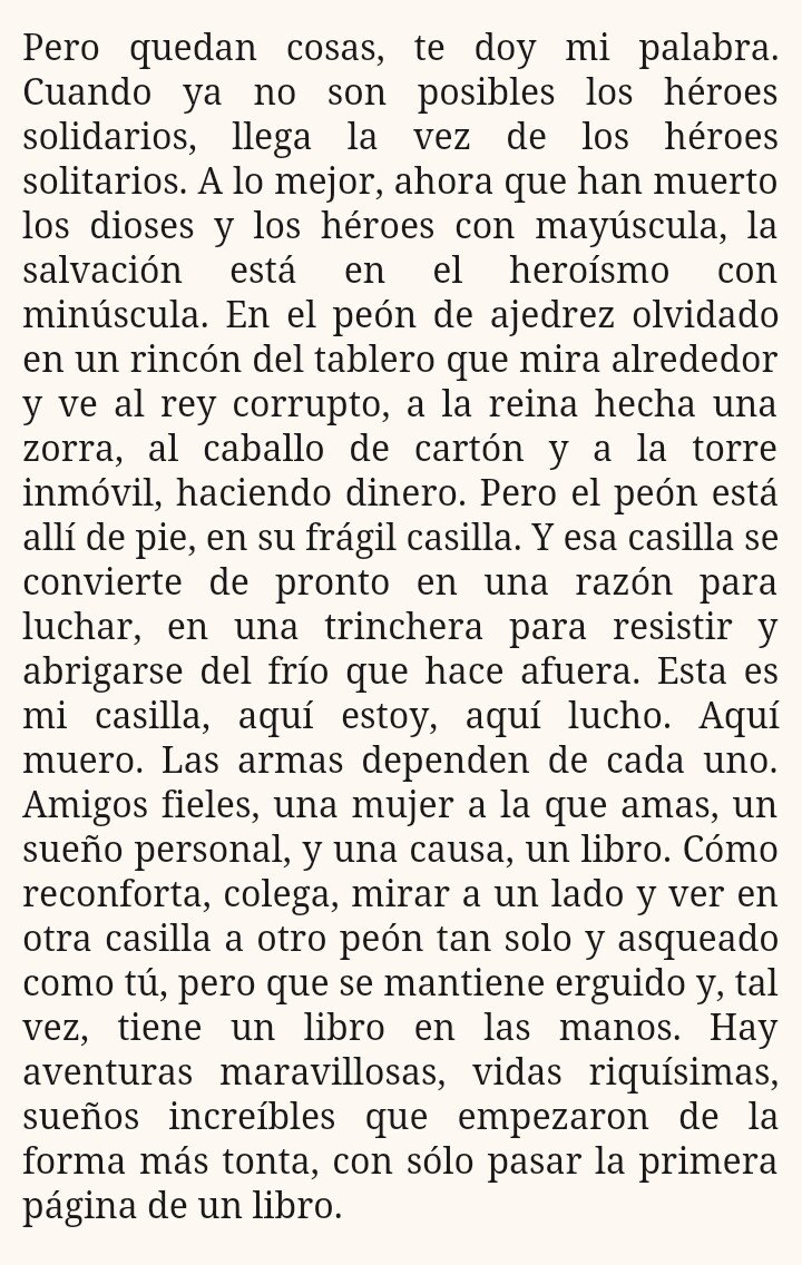 ducayink's tweet photo. Creo que estas palabras escritas en el 99 por @perezreverte las escribió para que nos llegasen ahora. O siempre. https://t.co/8cp5ffo2QD