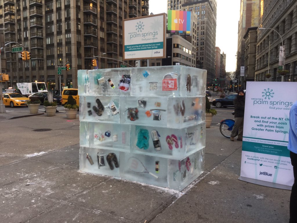 In NYC today trying to help New Yorkers break out of the cold and visit Greater Palm Springs. #JetBluePSP <a href="/JetBlue/">JetBlue</a>