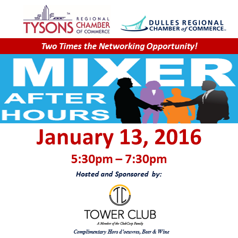 TysonsChamber's tweet photo. Kick off 2016 w/Tysons and Dulles Chamber 1/13! Hosted by Tower Club. https://t.co/0Y02ONQSGQ https://t.co/qH8ZdKEiu0