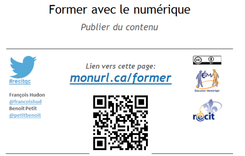 petitbenoit's tweet image. Former avec le numérique – Publier du contenu: monurl.ca/former que @francoisHUD et moi animons à #recitqc