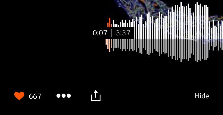 mobileindetail's tweet photo. SOUNDCLOUD: when you like a song, the share button appears. Disclose action buttons gradually. https://t.co/KOrdQ3x8S8