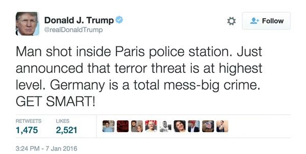 faranmah's tweet photo. OMG, Paris is in Germany? Is it Hitler speaking? Someone needs to go back to school #Trump #ParisInGermany #paris https://t.co/PcwlqpuTJz