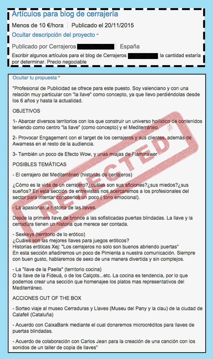 juanjosayas's tweet image. Rechazado de nuevo para una oferta de redactor freelance en un portal web, no se que habrá pasado...#rejectedagain