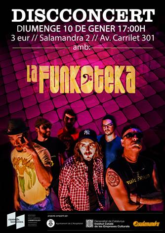 FRubricatus's tweet photo. Aquest diumenge a la @sala_salamandra de L'Hospitalet de Llobregat, #DISCCONCERT de @LaFunkoteka!! No hi falteu!! https://t.co/5VOZBcxemM