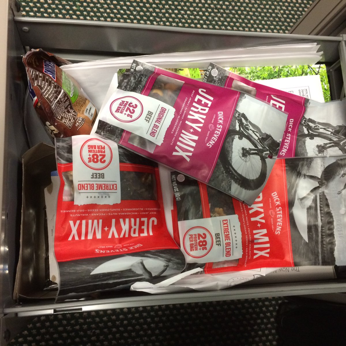 Jtroutfish's tweet photo. @dickstevens A Must have in the office desk "snack drawer". #LiveHardSnackWell https://t.co/4vmXZYOi7o