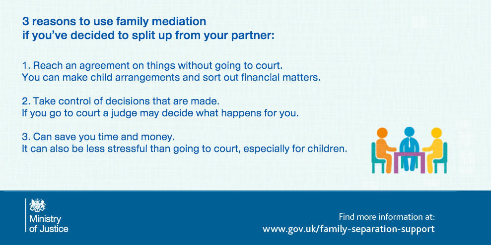 MoJGovUK's tweet image. 3 reasons to use family mediation if you're separating from your partner ow.ly/WL7Jw #SeparationSupport