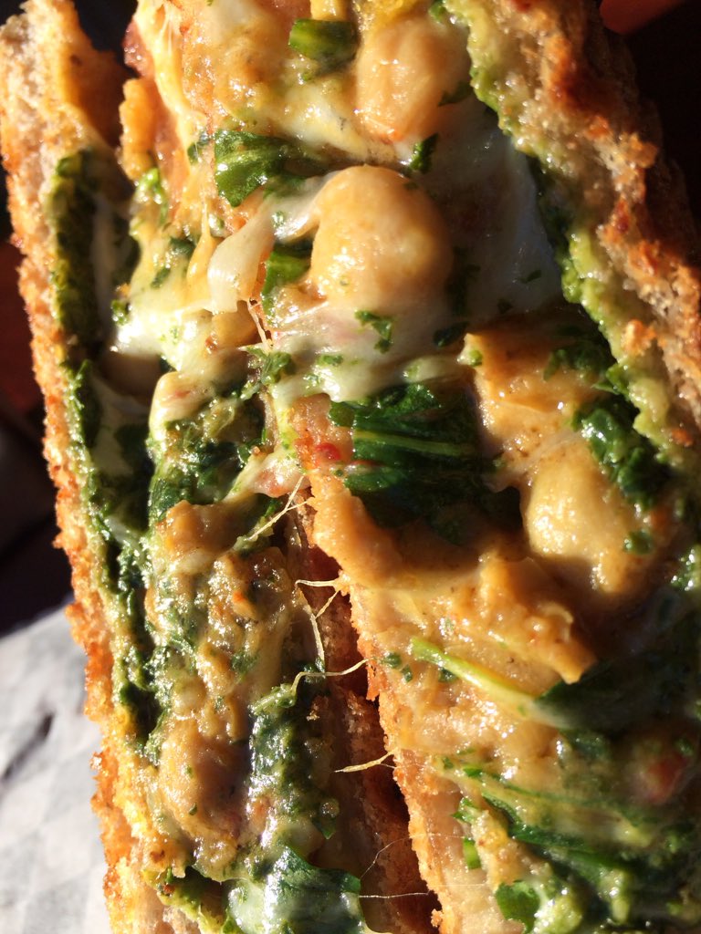 OMgrilledcheese's tweet photo. The Masala.chick peas/jalapeño Jack/pesto/pickled onions  #vegetarian  #kensingtonmarket #toronto #grilledcheese https://t.co/mvD4GaYpEa