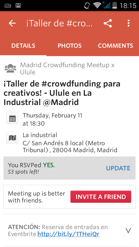AprndeMe's tweet image. Attending a Meetup w/ #Madrid  Crowdfunding Meetup x Ulule meetu.ps/2RJyc9 @laindustrialco @ululeES @Meetup