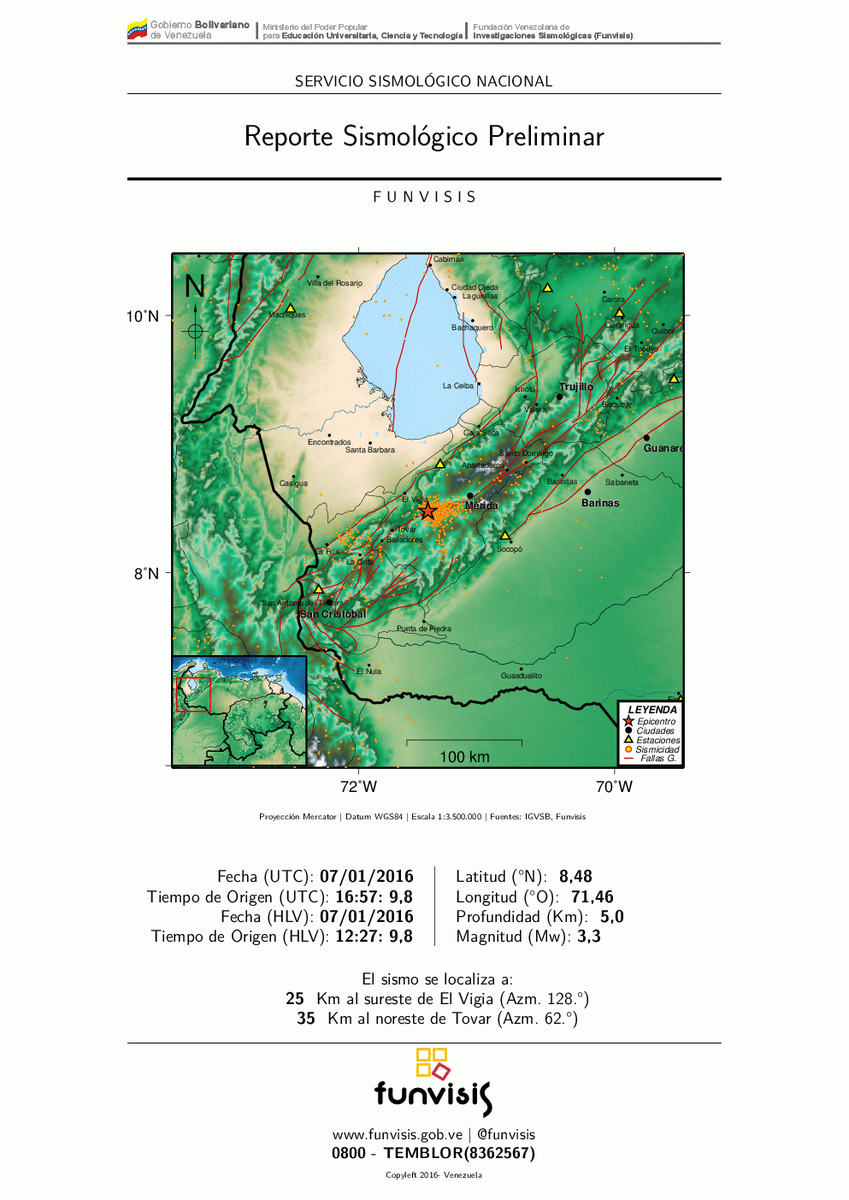 ivanrive3's tweet photo. Dos sismos de magnitud 3.3 se registraron en el estado Mérida @FUNVISIS https://t.co/XoJYrcIbB2… #Temblor #Venezuela https://t.co/UGpWNxAOxR