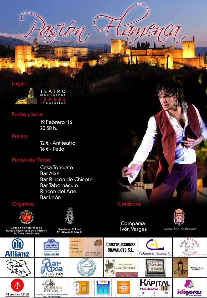 Gran espectáculo "Pasión Flamenca" el 19 de febrero en el teatro Isabel la Católica <a href="/AMEstrellaGR/">AM Estrella Granada</a>