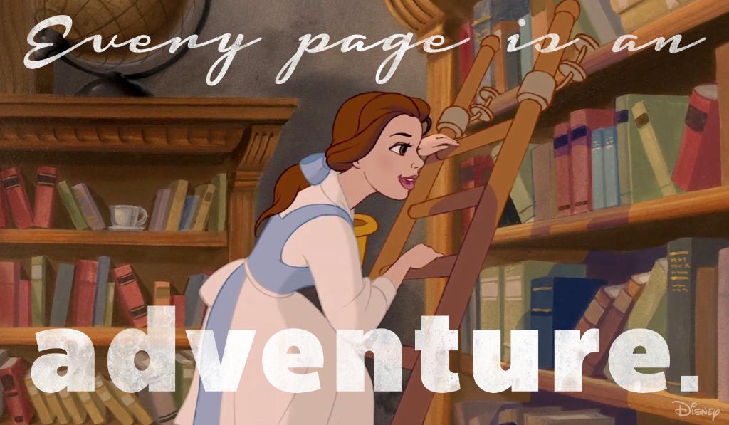 Disney's tweet photo. ♫ With a dreamy, far-off look and her nose stuck in a book... ♫ https://t.co/anQrjaj2oz