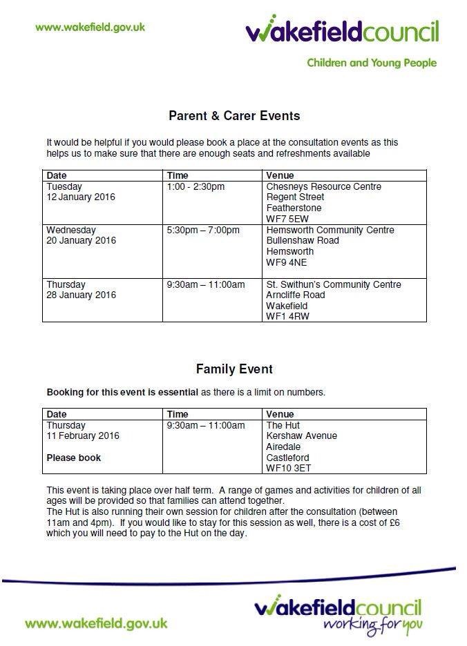 Please try attend or complete the online questionnaire, it's essential parent voice is heard.