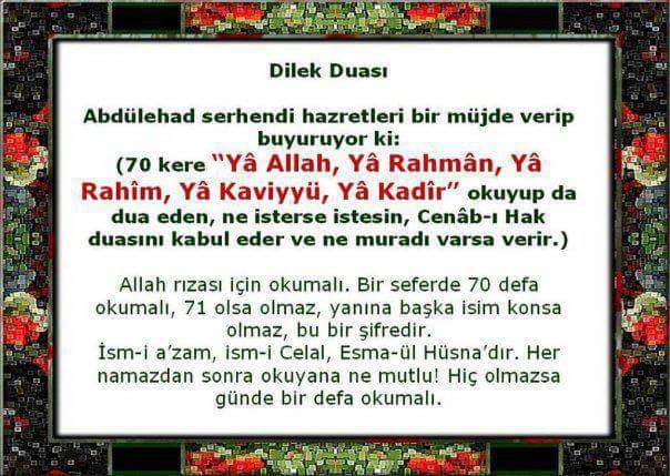 Islami Paylasimlar Auf Twitter Abdulehad Serhendi Hz Buyuruyor Ki 70 Kere Ya Allah Ya Rahman Ya Rahim Ya Kaviyyu Ya Kadir Okuyup Da Https T Co Uoenvqed7w