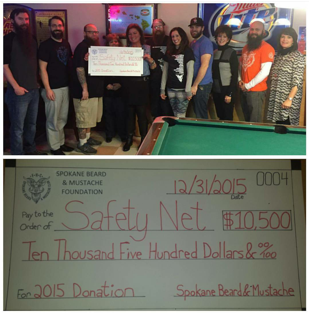 SpokaneBeard's tweet photo. Yesterday we presented @SafetyNetINW a check for $10,500 &amp; $303 in gift cards. So much fun working with them in '15! https://t.co/yrvJ3UYZAv