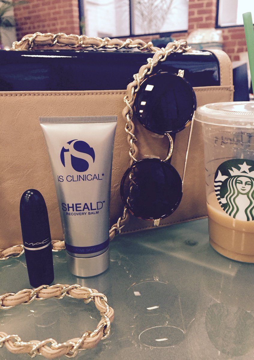iSCLINICAL's tweet photo. #SHEALDRecoveryBalm, lipstick, coffee, and sunglasses help get us through the day. https://t.co/23rlSNQQeM