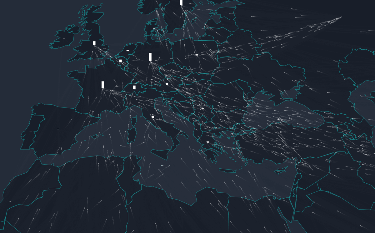 newsresources's tweet photo. Une incroyable dataviz chronologique sur le flux de réfugiés par @lucify_ -> https://t.co/aLmBsehK3J https://t.co/rdhbTGqJHs