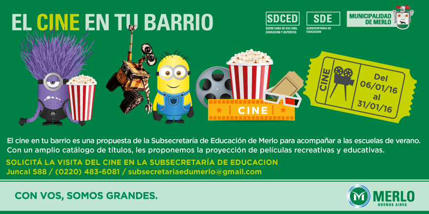 MerloGob's tweet photo. #CineEnTuBarrio, solicitá la visita del cine en la Subsecretaría de Educación. https://t.co/eC0uav8d49