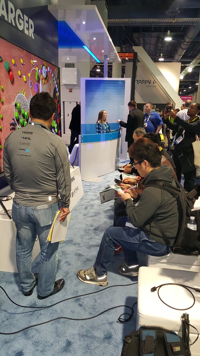 mhltech's tweet photo. Japan press conference inside the #MHLCES booth checking out the 98" @LGUS TV #CES2016 #superMHL https://t.co/qeSqXVTwy8