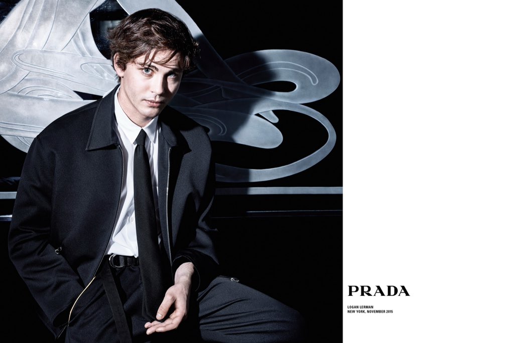 LermanUpdate's tweet photo. Logan Lerman for Prada’s spring-summer 2016 menswear campaign. https://t.co/rsNmUzivYb