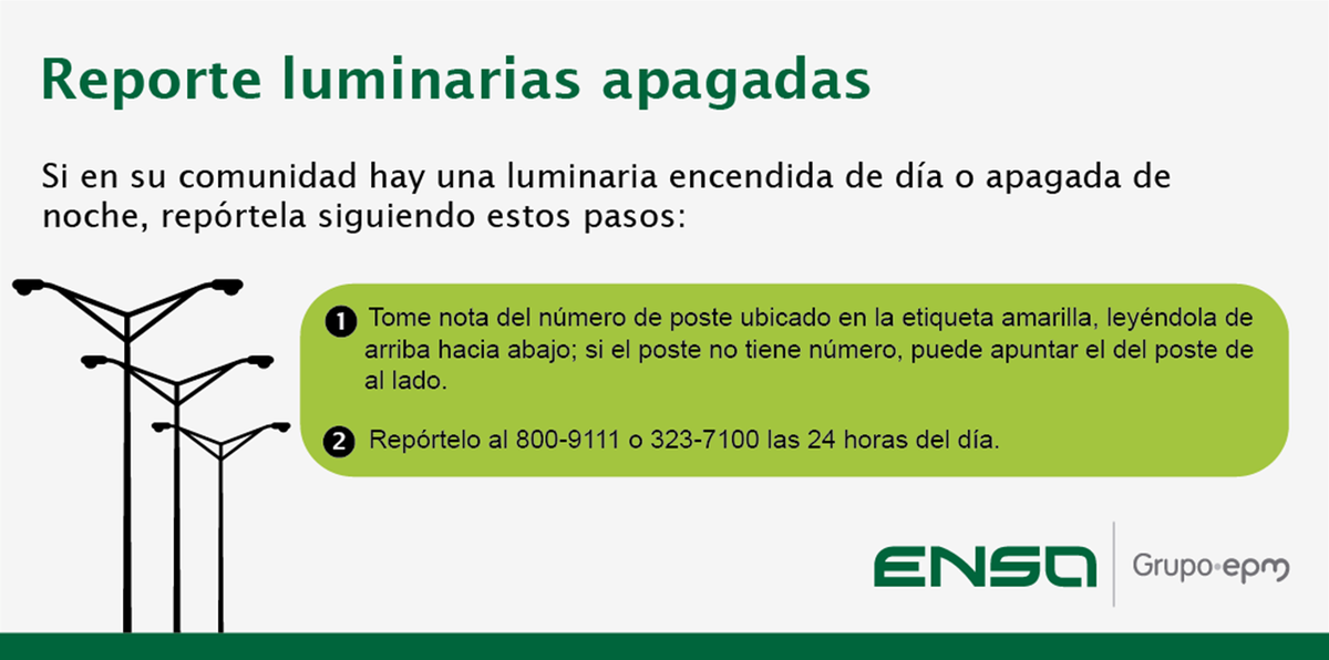 ENSA Grupo EPM on Twitter "Recuerde que puede reportar luminarias
