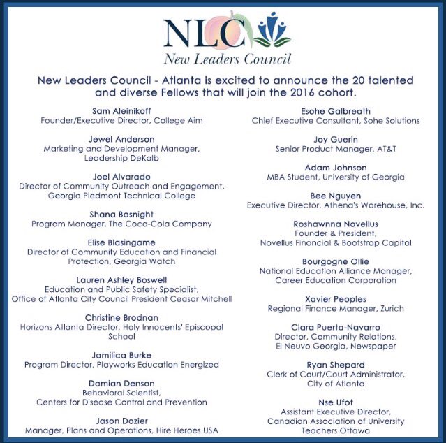 Under30FTV's tweet photo. Congrats to our founder on being selected as a 2016 Fellow for @NLC_Atlanta  #NLCAtlanta  https://t.co/4fZhwAQqFh